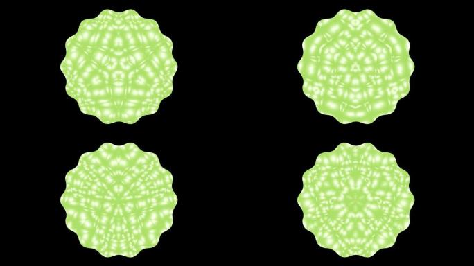 万花筒马赛克低聚背景动画。几何设计多边形图案运动图形。抽象纹理绿色素材视频。无缝循环屏幕保护程序。