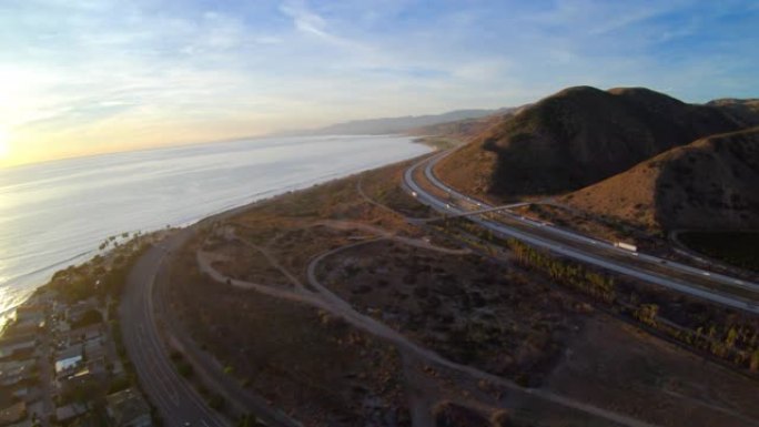 法里亚海滩公园皮塔斯角和帕德里胡安峡谷鸟瞰图飞越太平洋海岸公路-美国加利福尼亚州