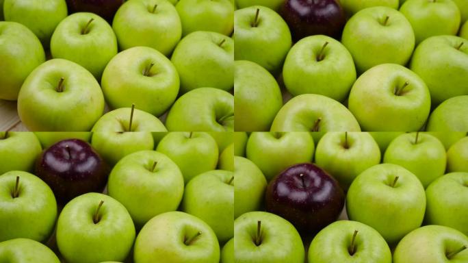 苹果新鲜的自然背景。天然苹果从树上收获。水果和蔬菜部门杂货店。