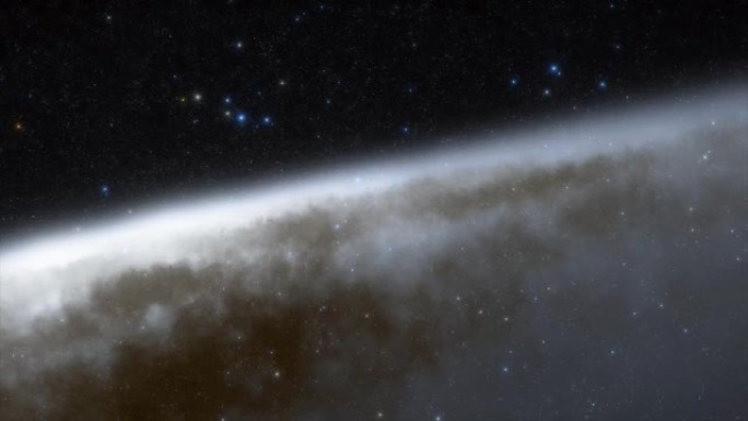 银河系的明亮中心。银河系中的数十亿颗恒星。美丽的星星簇。4k空间电影动画