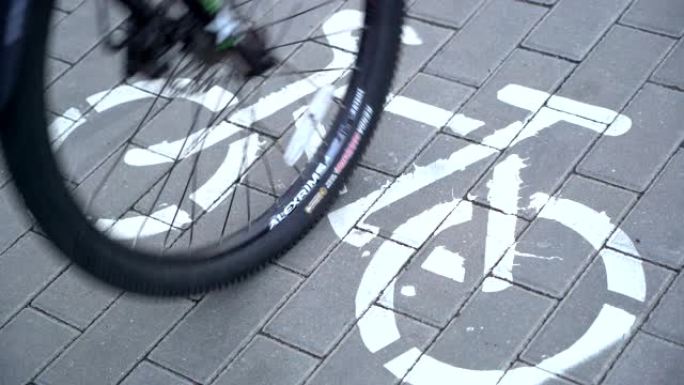 骑自行车，穿越自行车道标志，自行车友好城市，城市场景