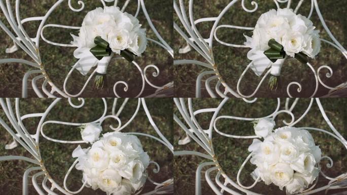 白玫瑰新娘花束。