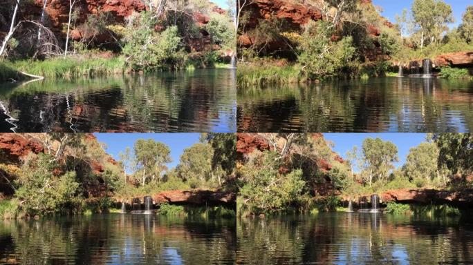澳大利亚西部皮尔巴拉的自然瀑布和游泳池