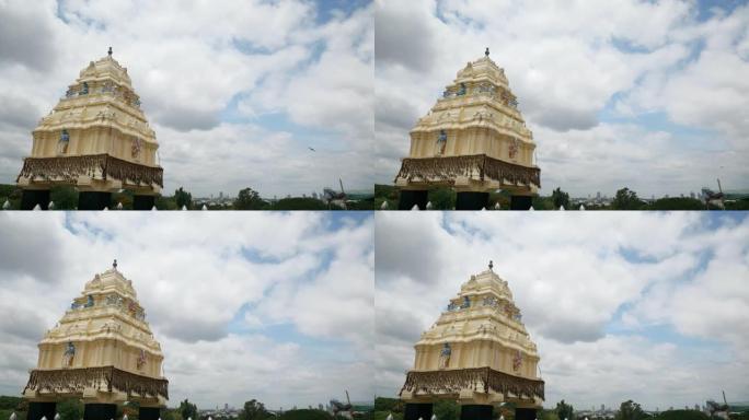 白天巴纳加洛市著名公园寺庙蓝天全景4k印度