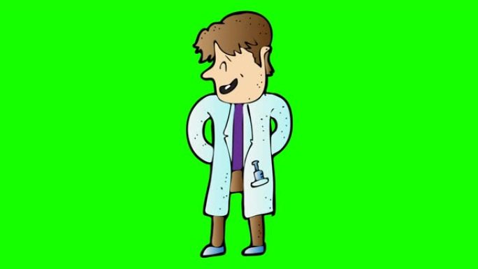 医生手绘绿色背景动画讲解