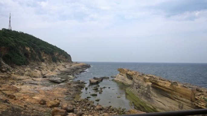 台湾野柳地质公园海岸风景，4K无攀爬标志