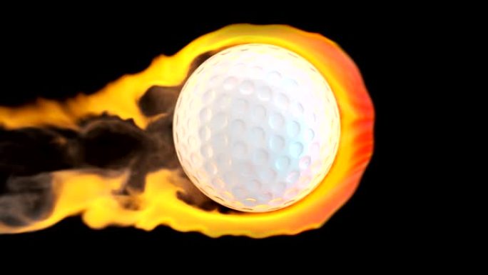 黑色背景上着火的飞行高尔夫球