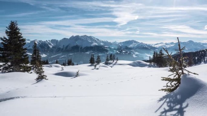 冬季仙境全景山脉签名延时4k