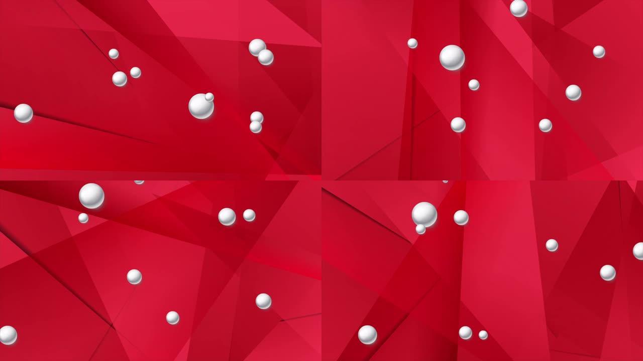 鲜红低聚抽象运动背景与圆珠