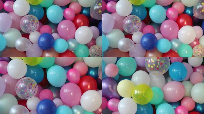 墙上五颜六色的派对气球