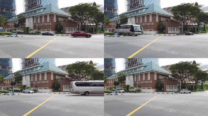 新加坡市中心交通街十字路口全景4k