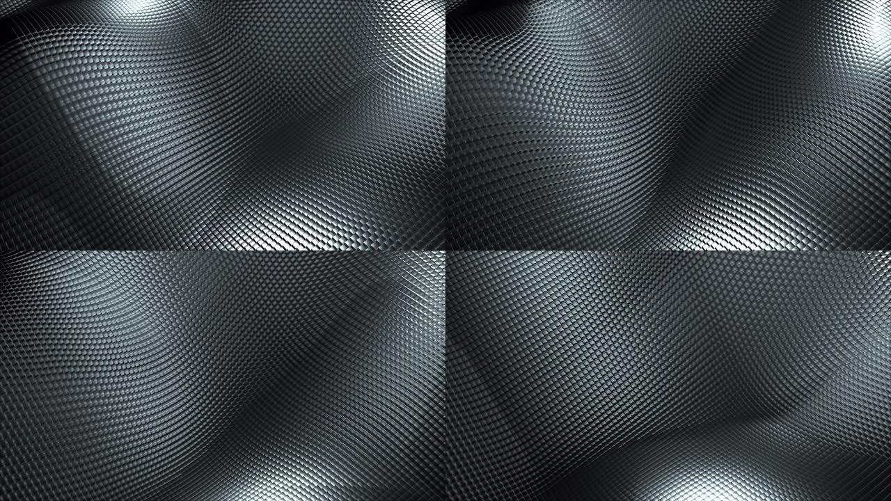 波浪形金属网格的Web背景。3d渲染现代冲浪，计算机生成