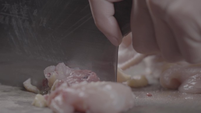 4K厨师剁鸡肉切鸡肉S-Log素材
