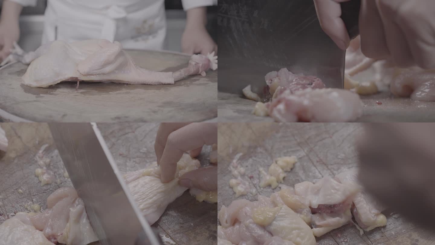4K厨师剁鸡肉切鸡肉S-Log素材