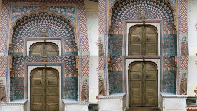 印度斋浦尔城市宫殿粉红城的大门