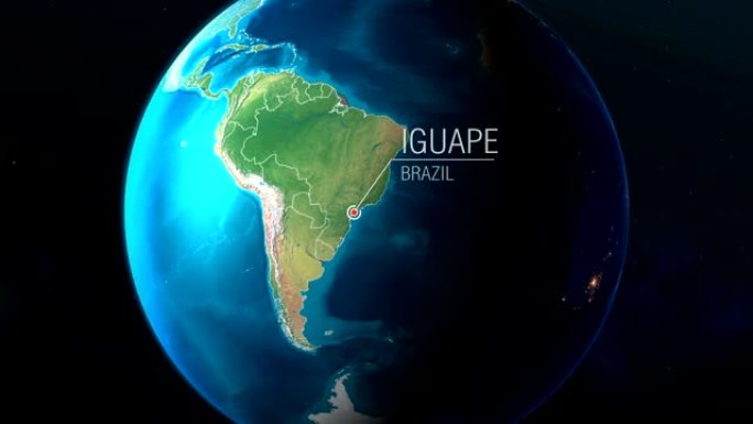 巴西-Iguape-从太空到地球的缩放