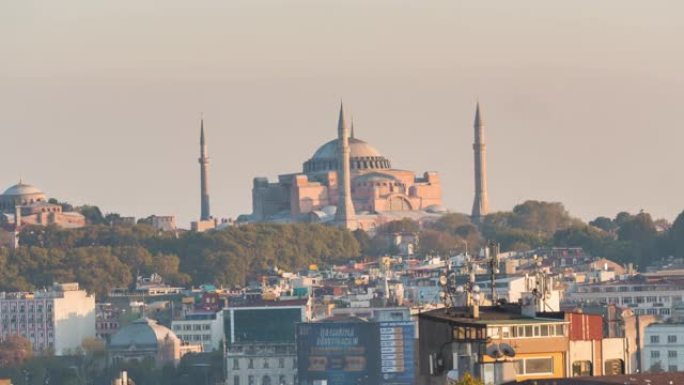 时间流逝: 景观圣索菲亚清真寺伊斯坦布尔市，土耳其