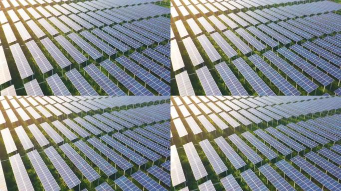 太阳能模块或面板领域的航拍镜头，替代能源概念