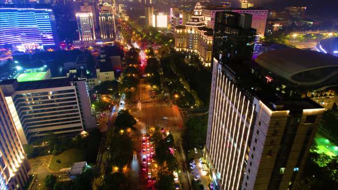 杭州西湖区天目山路黄姑山路夜景车流延时