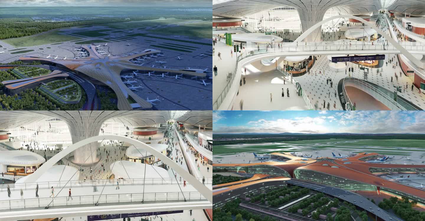 北京大兴机场延时航拍空境