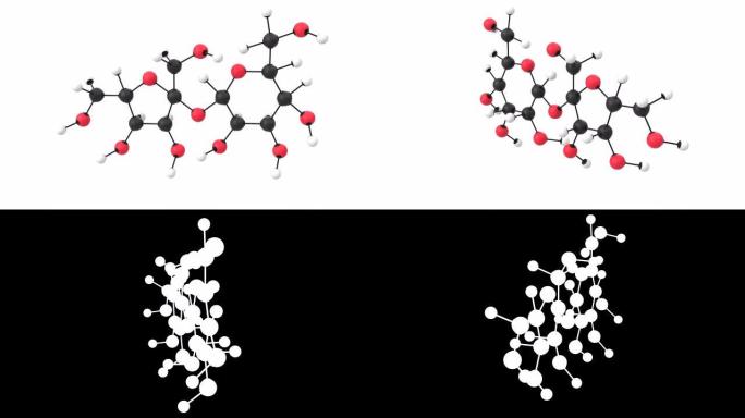 具有alpha层的蔗糖分子的3D动画
