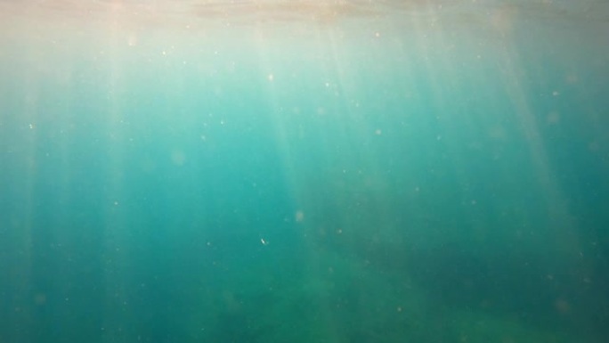 水下太阳光海浪随着光线振荡和流动