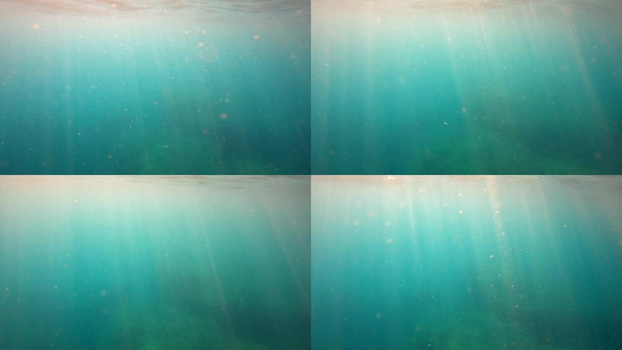 水下太阳光海浪随着光线振荡和流动