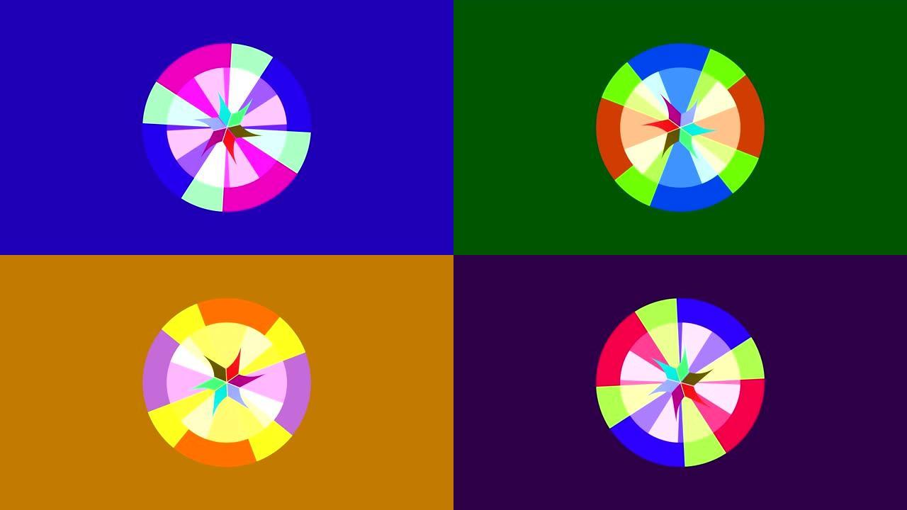 在中心旋转的图形图形会改变颜色。