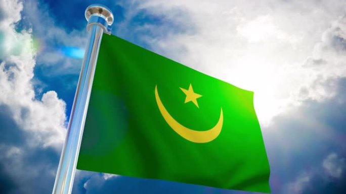 4K -毛里塔尼亚旗帜|可循环股票视频
