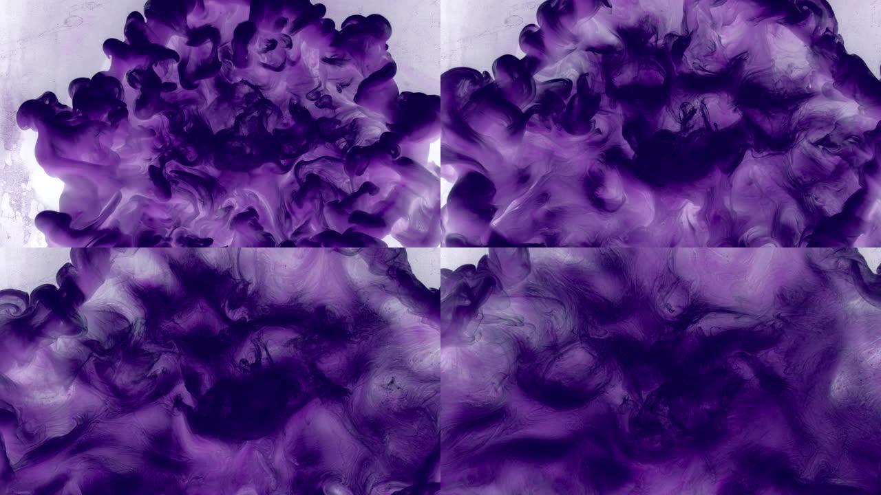 墨水水爆炸空气污染紫色烟雾