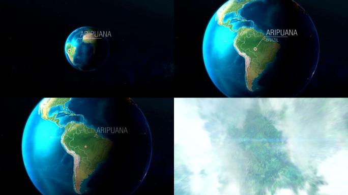 巴西-Aripuana-从太空到地球的缩放