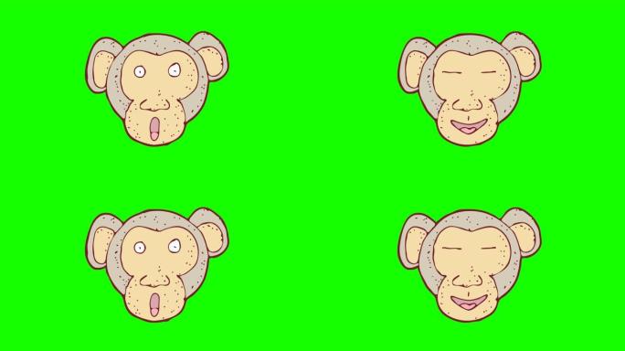 猴子的手绘绿色背景动画