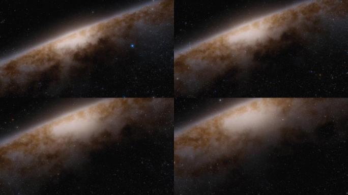 银河系中的数十亿颗恒星。银河系的明亮中心。美丽的星星簇。4k空间电影动画