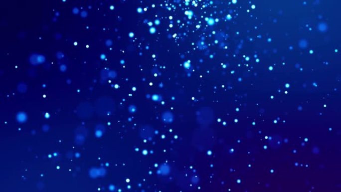 闪光的蓝色魔法粒子在粘性液体中飞行和发光，在4k中具有惊人的背景。以luma matte为alpha