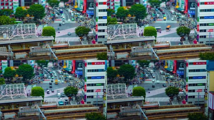 涩谷东京宽镜头高角度视角的延时