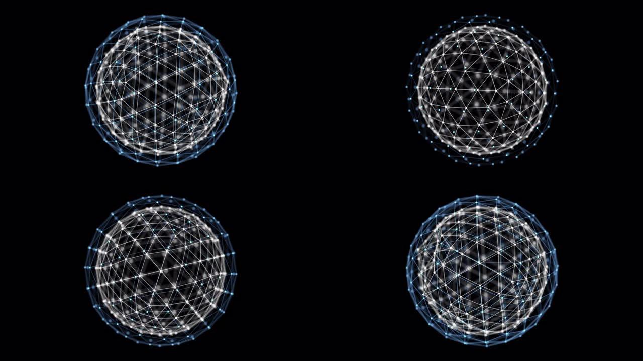 球体形状背景、技术概念中的抽象未来数据连接