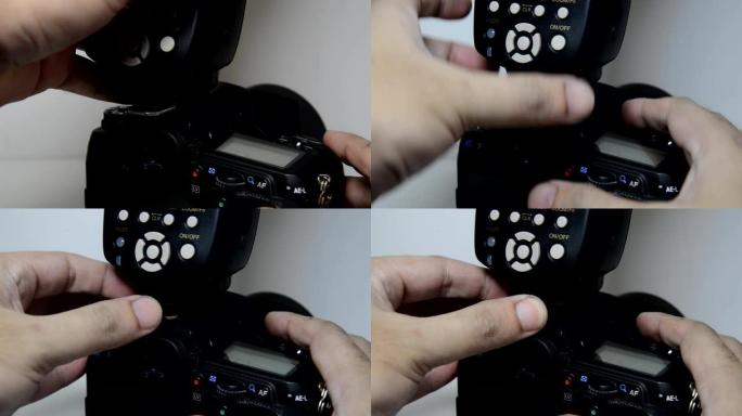 安装在DSLR相机顶部的闪光灯