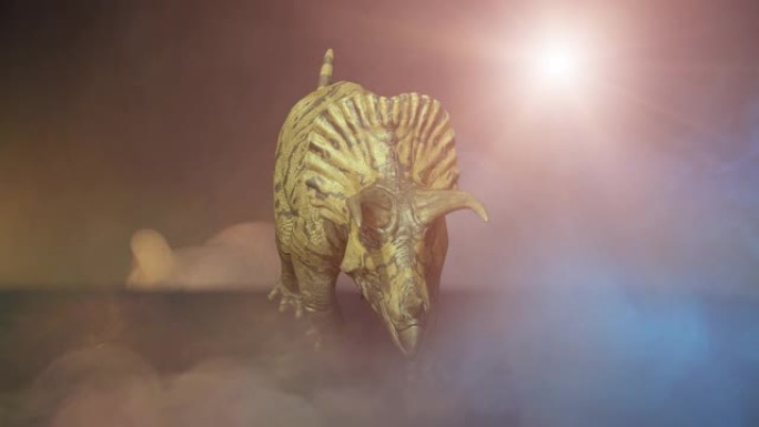 深色背景3D渲染上的三角龙恐龙