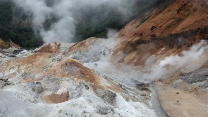 日本北海道登别附近的地狱谷或地狱谷景观