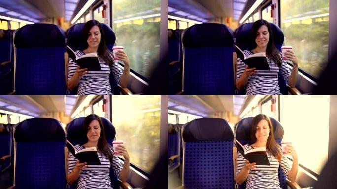 乘坐火车阅读书籍