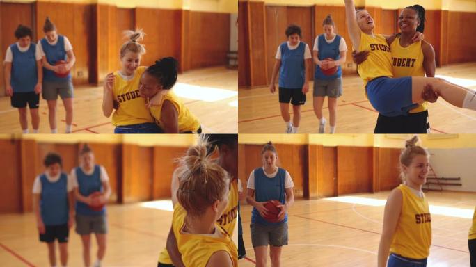 女运动员篮球训练后心情舒畅