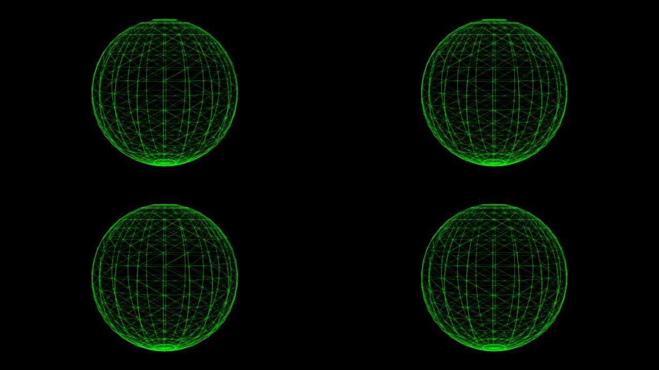 Plexus风格旋转球体动画。