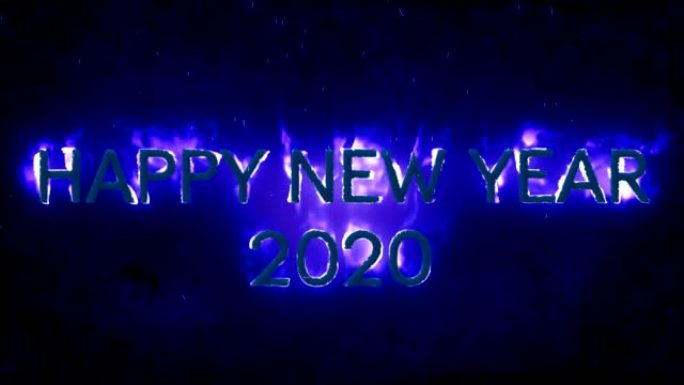 新年快乐2020在火焰蓝色背景