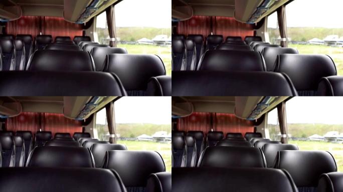公共汽车真皮座椅的空内部