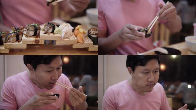吃鹅肝寿司的人。
