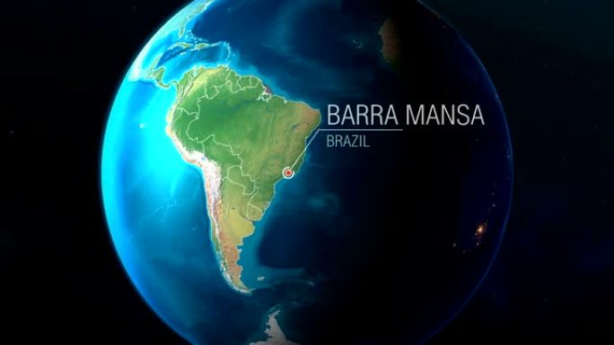 巴西-巴拉·曼萨 (Barra Mansa)-从太空到地球的缩放