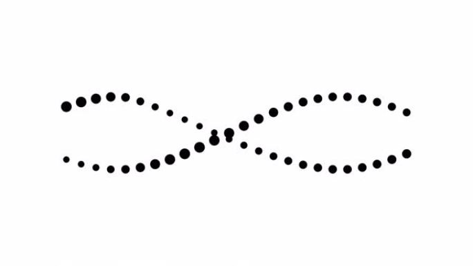 动画点以线运动的方式在黑白背景上加载圆圈，4k视频。