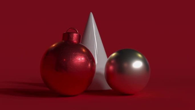 红色场景圣诞概念对象装饰d3渲染运动