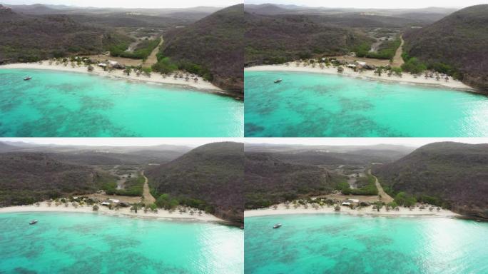 带海岸线和绿松石水的普拉亚卡斯阿宝地区的鸟瞰图-库拉索/加勒比海/荷属安的列斯群岛