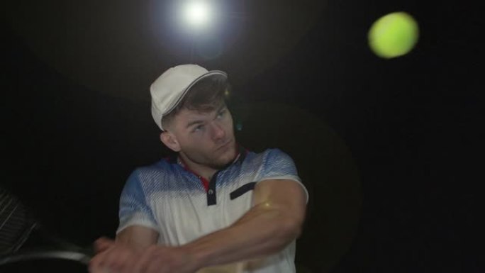 男子网球运动员击球-超慢动作180度旋转